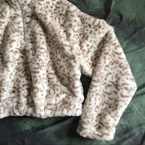 Motel Rocks 1/2 Zip Jacket Sweater in Cream Leopard - BRAND NEW